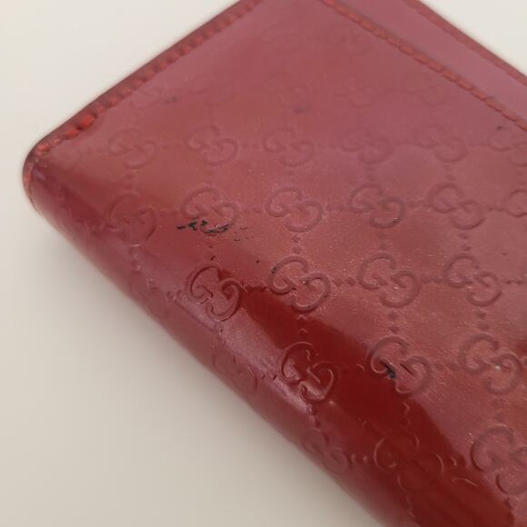 Gucci Logo Heart Charm Card Key Wallet Zip Monogram Red Patent Leather Compact - Picture 11 of 12